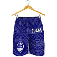 Guam Men's Short - Guam Seal With Polynesian Tattoo Style (Blue) - Polynesian Pride