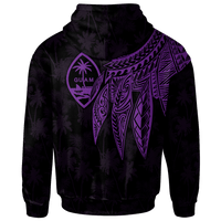 Guam Zip up Hoodie Polynesian Wings (Purple) - Polynesian Pride