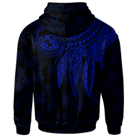 Polynesian Hawaii Custom Zip up Hoodie Polynesian Wings (Blue) - Polynesian Pride