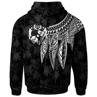 Tonga Custom Zip up Hoodie Polynesian Wings (White) - Polynesian Pride