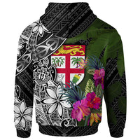 Fiji Custom Hoodie Turtle Plumeria Banana Leaf - Polynesian Pride