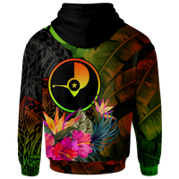 YAP Polynesian Custom Zip up Hoodie Hibiscus and Banana Leaves - Polynesian Pride