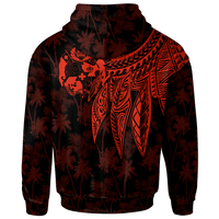 Tonga Custom Zip up Hoodie Polynesian Wings (Red) - Polynesian Pride