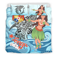 Tonga Bedding Set - Polynesian Girls With Shark - Polynesian Pride