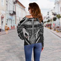 Polynesian Women Off Shoulder - Guam Symbols With Poly Patterns - Polynesian Pride