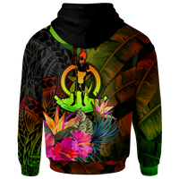 Vanuatu Polynesian Zip up Hoodie Hibiscus and Banana Leaves - Polynesian Pride