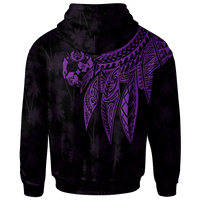 Tonga Zip up Hoodie Polynesian Wings (Purple) - Polynesian Pride