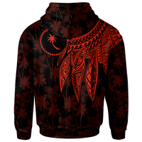 Chuuk Custom Zip up Hoodie Polynesian Wings (Red) - Polynesian Pride