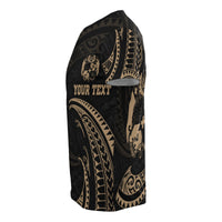 Tonga Polynesian Custom T Shirt Gold Tribal Wave - Polynesian Pride