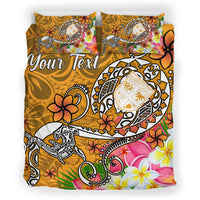 Fiji Custom Personalised Bedding Set - Turtle Plumeria (Gold) - Polynesian Pride