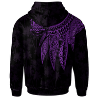 Tuvalu Custom Zip up Hoodie Polynesian Wings (Purple) - Polynesian Pride