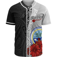 Federated States Of Micronesia Polynesian Custom Personalised Baseball Shirt - Coat Of Arm With Hibiscus White Unisex White - Polynesian Pride