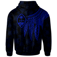 Guam Zip up Hoodie Polynesian Wings (Blue) - Polynesian Pride