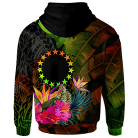 Cook Islands Polynesian Hoodie Hibiscus and Banana Leaves - Polynesian Pride
