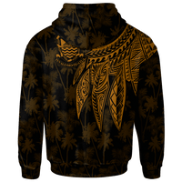 Tuvalu Custom Zip up Hoodie Polynesian Wings (Golden) - Polynesian Pride