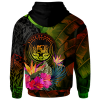 Polynesian Hawaii Polynesian Zip up Hoodie Hibiscus and Banana Leaves - Polynesian Pride