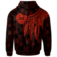 Tahiti Custom Zip up Hoodie Polynesian Wings (Red) - Polynesian Pride