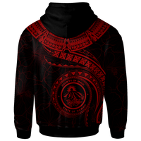 Polynesian Hawaii Custom Zip up Hoodie Maui Polynesian Waves (Red) - Polynesian Pride