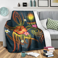 Marshall Islands Polynesian Premium Blanket - Legend of Marshall Islands (Blue) - Polynesian Pride