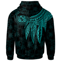 Polynesian Hawaii Custom Zip up Hoodie Polynesian Wings (Turquoise) - Polynesian Pride