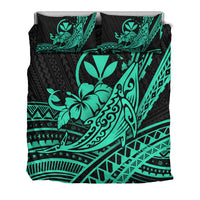 Hawaii Humpback Whale With Hibiscus Tribal Turquoise Bedding Set - LT12 - Polynesian Pride