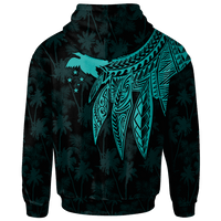 Papua New Guinea Custom Zip up Hoodie Polynesian Wings (TurQuoiSe) - Polynesian Pride