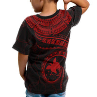 Papua New Guinea Polynesian Custom T Shirt Papua New Guinea Waves (Red) - Polynesian Pride