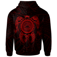 American Samoa Polynesian Hoodie Vintage Polynesian Turtle (Red) - Polynesian Pride
