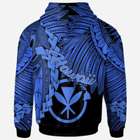 Polynesian Hawaii Custom Zip up Hoodie Tribal Wave Tattoo Blue - Polynesian Pride