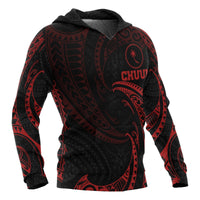 Chuuk Micronesia ll Over Hoodie Red Tribal Wave - Polynesian Pride