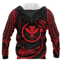 Hawaii Polynesian Custom Hoodie Red Tribal Wave - Polynesian Pride