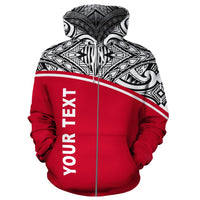 Wallis and Futuna Polynesian Custom Zip up Hoodie Red Curve - Polynesian Pride