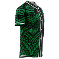 Hawaii Polynesian Kakau Baseball Jersey V.5 - Freestyle - Green - Polynesian Pride