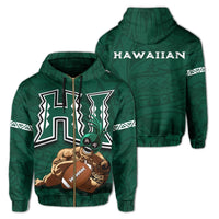 Polynesian Kakau Hawaii Warrior Football Hoodie (Zip) Unisex Art - Polynesian Pride
