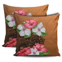 Hibiscus Flower Polynesia Pillow Covers One Size Zippered Pillow Cases 18"x 18" (Twin Sides) (Set of 2) Black - Polynesian Pride