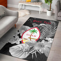 (Custom Personalised) Guam Seal Area Rug Polynesian Turtle with Flowers Version White LT13 Rug White - Polynesian Pride