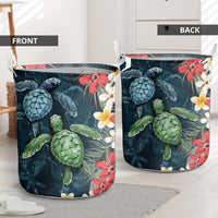 Kanaka Maoli (Hawaiian) Laundry Basket - Sea Turtle Tropical Hibiscus And Plumeria Personal Signature - Polynesian Pride