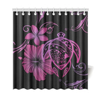 Hawaii Turtle Hibiscus Plumeria Shower Curtain - Pink - Polynesian Pride