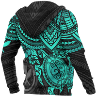 Polynesian Hawaii Hoodie (Zip up) Turquoise Turtle - Polynesian Pride