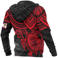 American Samoa Polynesian Hoodie Red Turtle - Polynesian Pride
