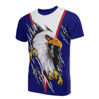 American Samoa T Shirt Eagle Scratch Style Blue Unisex Blue - Polynesian Pride