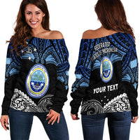 (Custom Personalised) Federated States of Micronesia Off Shoulder Sweater Happy FSM 35th Independence Anniversary LT13 Black - Polynesian Pride