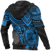 Northern Mariana Islands Polynesian Hoodie (Zip up) Blue Turtle - Polynesian Pride