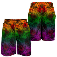Polynesian Men's Shorts - Green Hibiscus Patterns - Polynesian Pride
