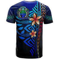 Nauru Polynesian T Shirt Blue Vintage Tribal Mountain Crest - Polynesian Pride