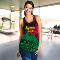 Vanuatu Espiritu Santo Women Tank Top - Kava With Hibiscus - LT12 - Polynesian Pride
