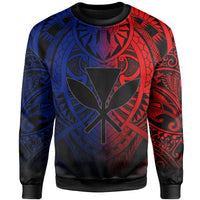Hawaii Maka Polynesian Kanaka Maoli Sweatshirt - AH - Heaven Style - Red Blue - Polynesian Pride