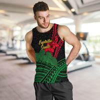 Vanuatu Espiritu Santo Men Tank Top - Kava With Hibiscus - LT12 - Polynesian Pride