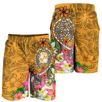 Tonga Men's Shorts - Turtle Plumeria (GOLD) - Polynesian Pride