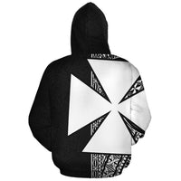 Wallis and Futuna Polynesian Custom Hoodie Black Line - Polynesian Pride